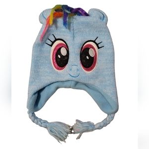 My little pony, Rainbow Dash, winter hat, beanie, rainbow hair light blue